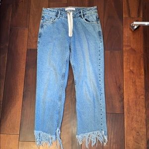 Non ripped high waisted jeans